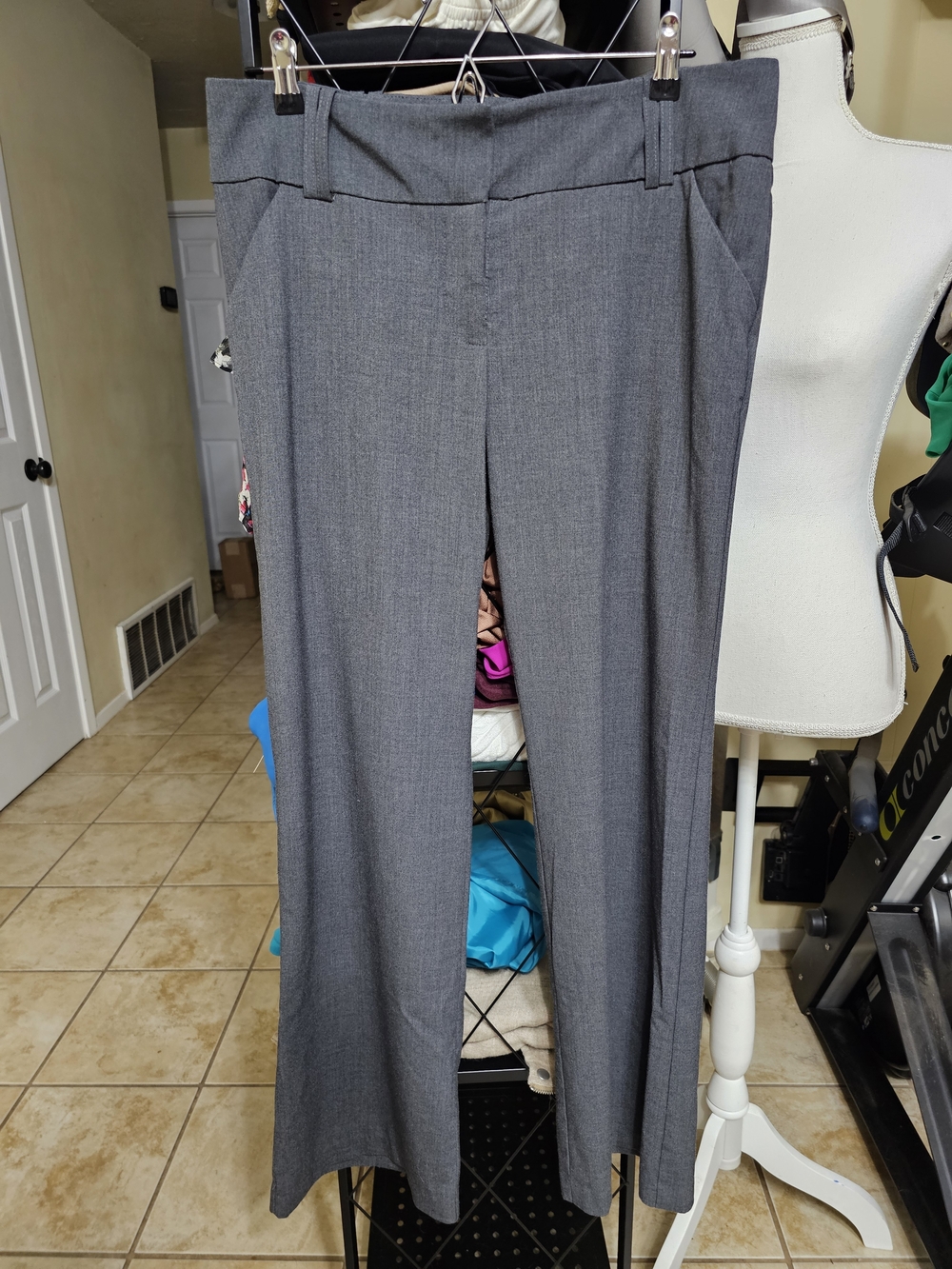 My Michelle Women's Gray Straight-Leg Dress Trousers